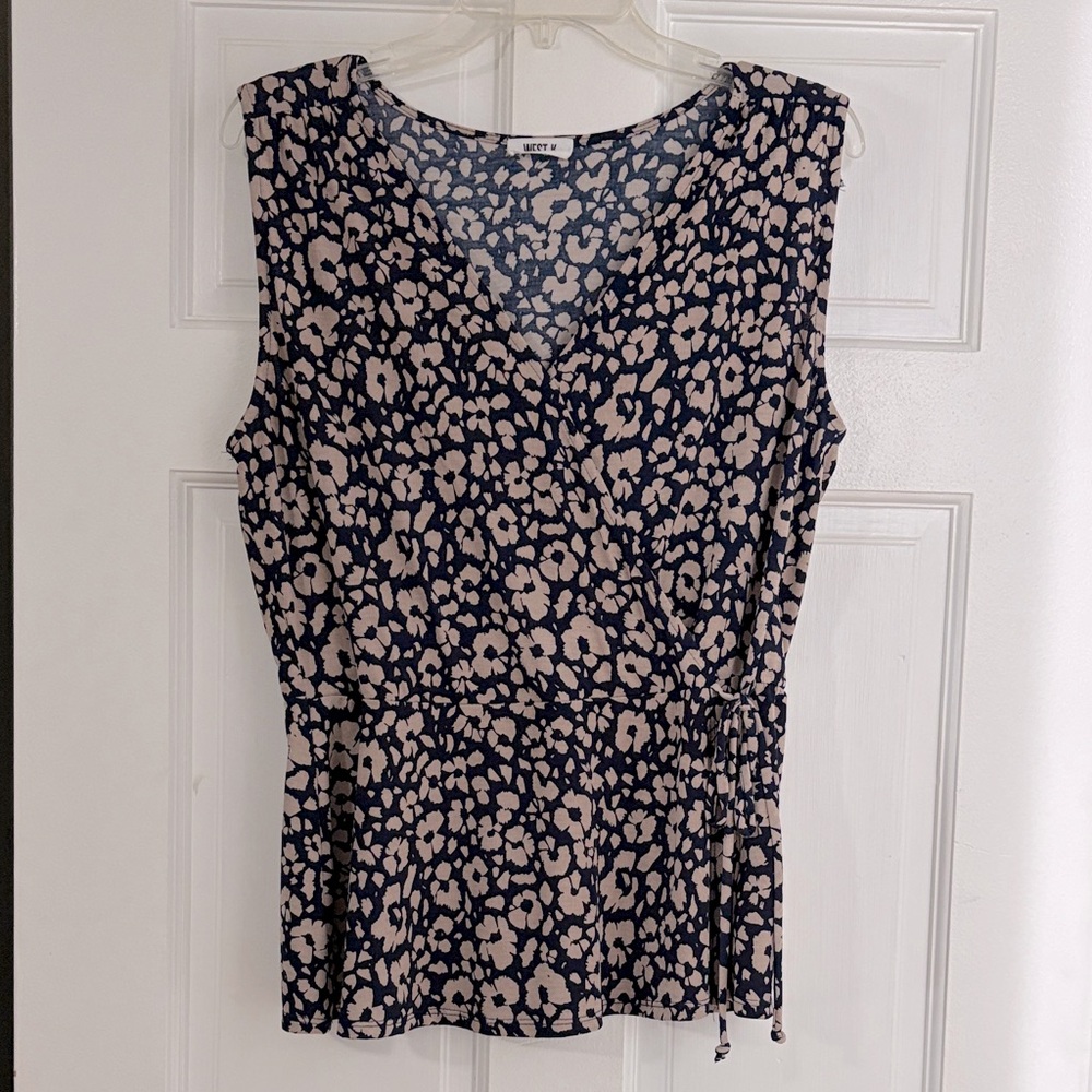 Navy Floral Print Blouse by Loft